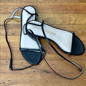 Stuart Weitzman Black Leather Sandals